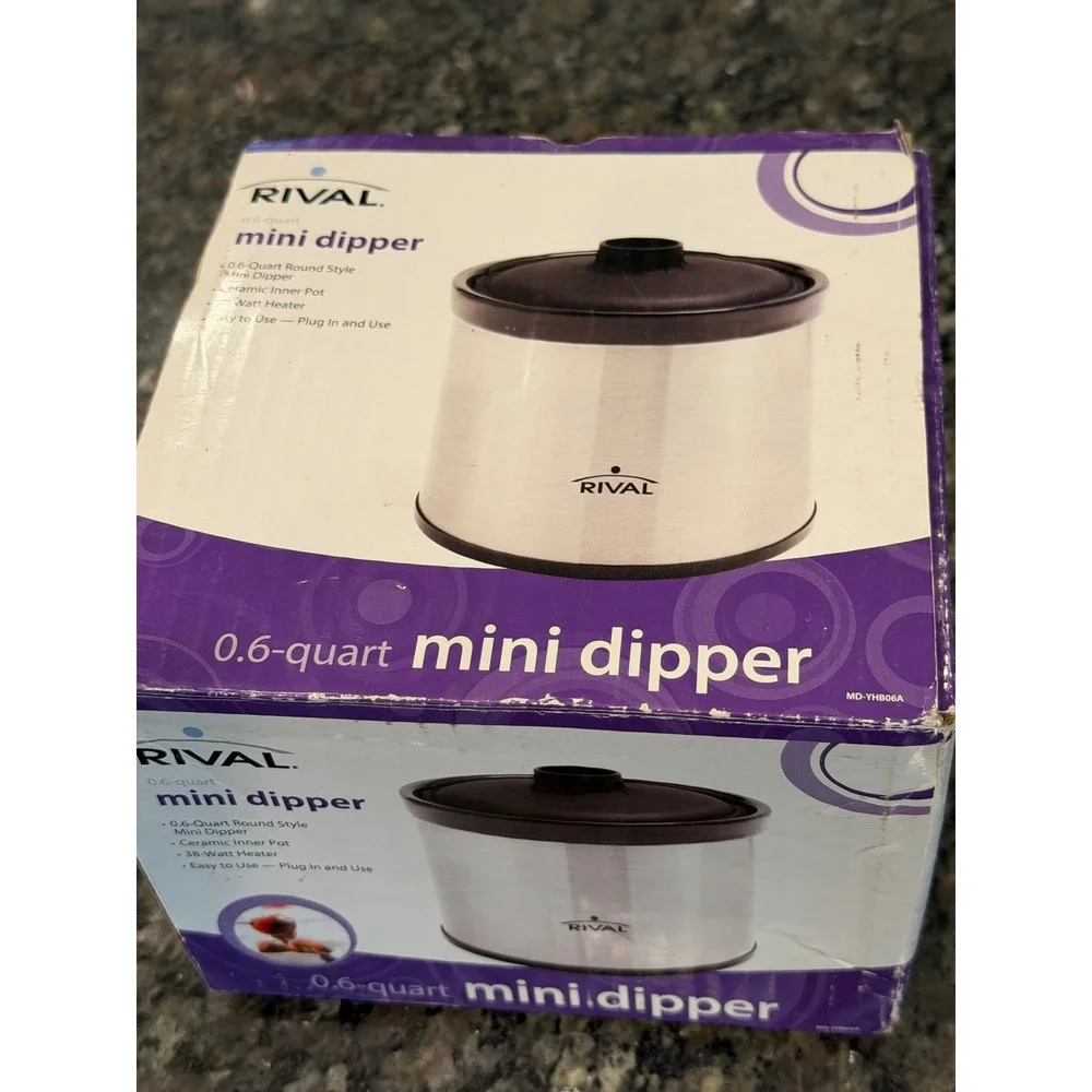 Rival Mini Dipper 0.6 Quart Slow Cooker Stainless Steel Dip Warmer MD-YHB06A